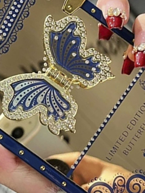 Luxury Kase Butterfly Stand Back Mirror iPhone 16 Pro Max Back Case - Image 5