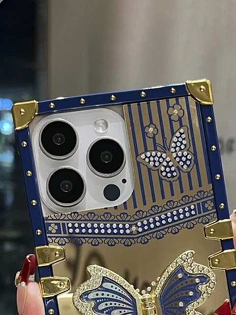 Luxury Kase Butterfly Stand Back Mirror iPhone 16 Pro Max Back Case - Image 3