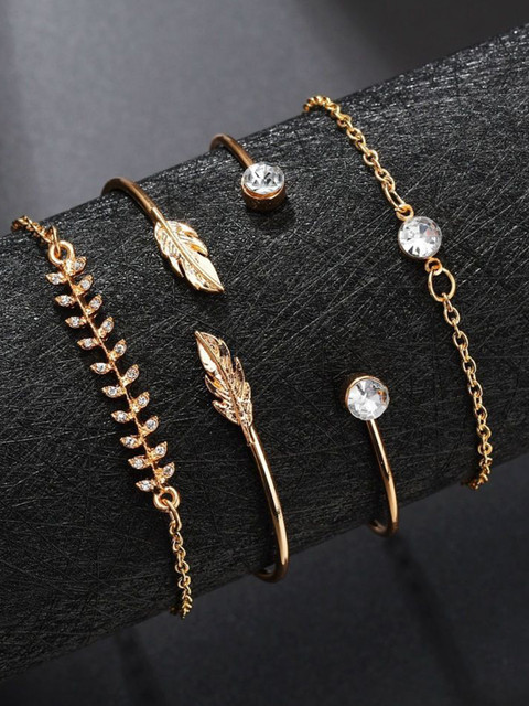 DESTINY JEWELS Pack Of 4 Gold-Plated Cuff Bracelet