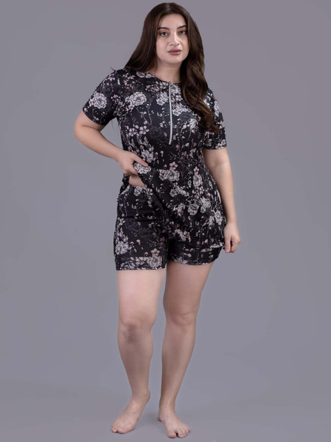 Keepfit Women Floral Printed Padded Swim Top with Boy-shorts