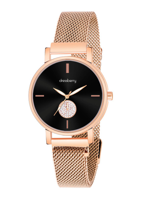 DressBerry Women Embellished Dial Analog Magntic Strap Lock Watch HOBDB-257-RG - Image 2
