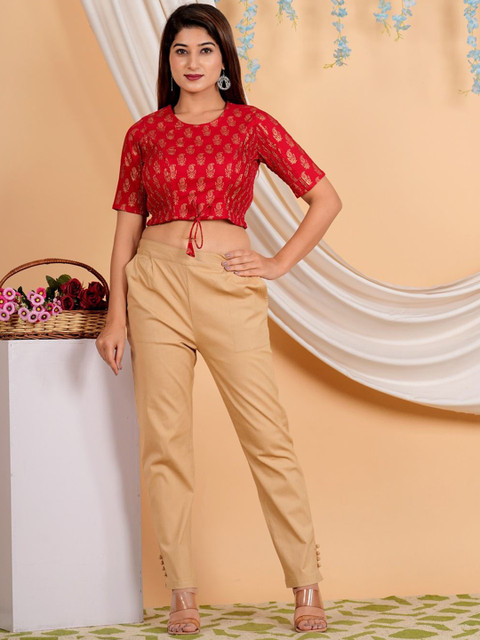 IKRASS Floral Printed Cotton Saree Blouse - Image 6