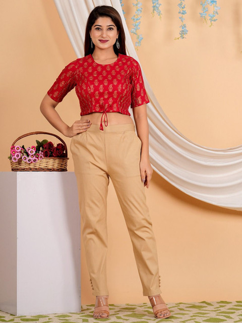 IKRASS Floral Printed Cotton Saree Blouse - Image 5