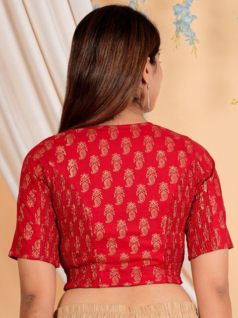 IKRASS Floral Printed Cotton Saree Blouse - Image 3