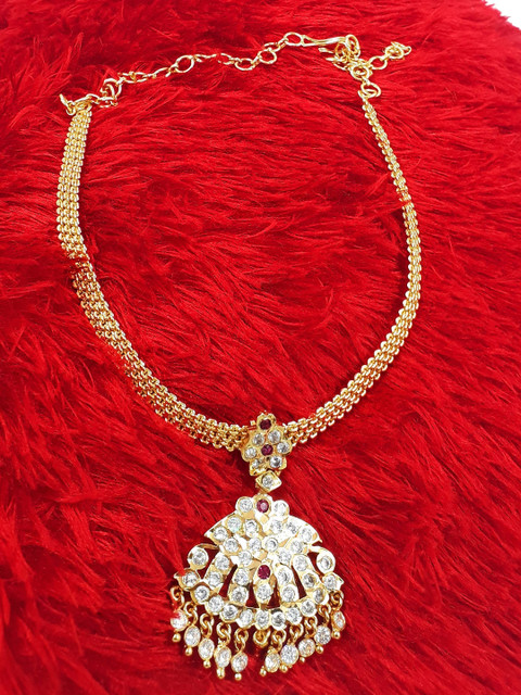 Anujeet Fashion Hub Gold-Plated American Diamond Studded Necklace