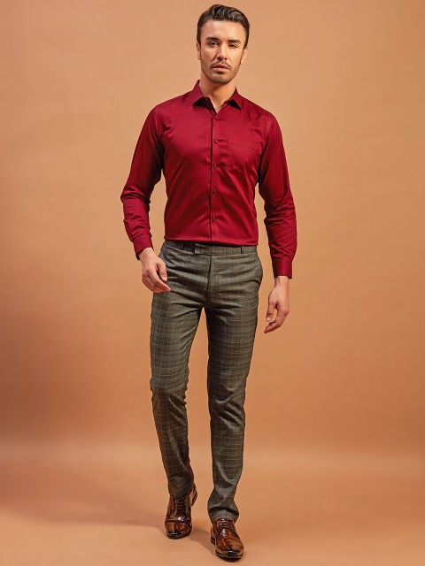 THINC Men Spread Collar Textured Cotton Slim Fit Formal Shirt - Image 5