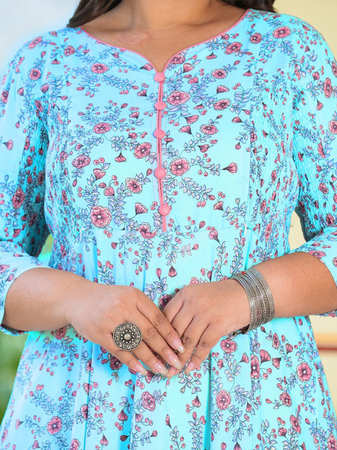 IKRASS Plus Size Floral Printed A-Line Midi Dress - Image 2