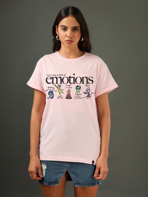 Bewakoof Women Typography Printed Round Neck Pure Cotton Relaxed Fit T-shirt