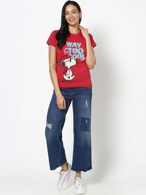 Bewakoof Women Typography Printed Round Neck Cotton Peanuts T-shirt - Image 5
