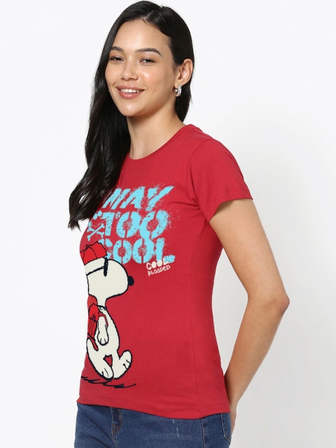 Bewakoof Women Typography Printed Round Neck Cotton Peanuts T-shirt - Image 3