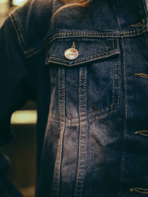 FREAKINS Women Spread Collar Washed Solid Cotton Casual Denim Jacket - Image 2