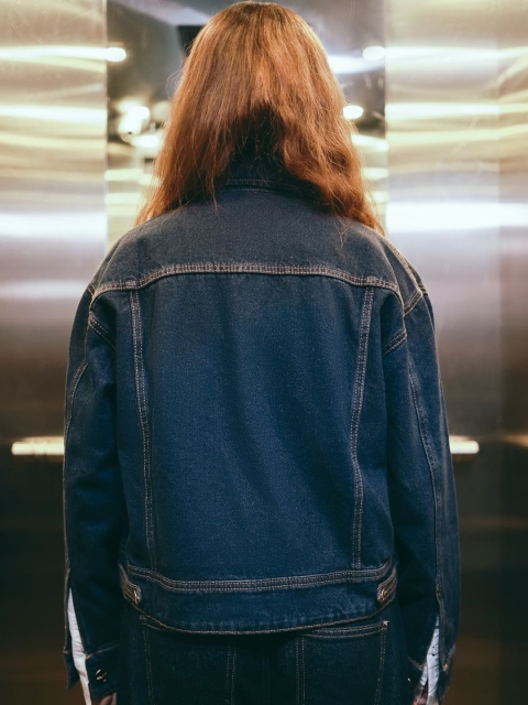 FREAKINS Women Spread Collar Washed Solid Cotton Casual Denim Jacket - Image 4