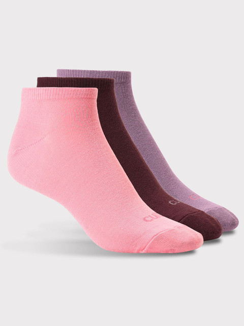 CULT Women Pack of 3 Low Ankle Cotton Socks Multi Colour