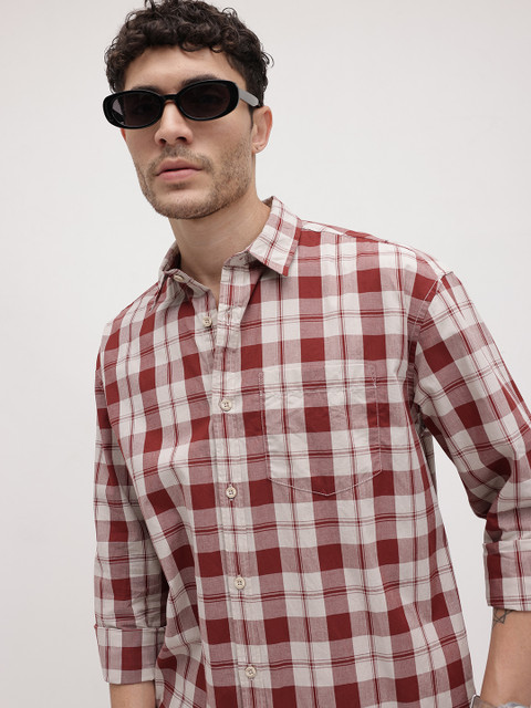 The Roadster Life Co. Men Tartan Checks Checked Pure Cotton Casual Regular Fit Shirt