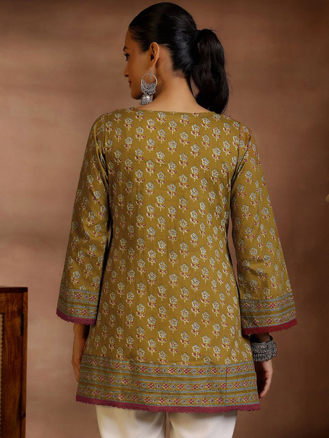 Libas Women Floral Printed V-Neck Pure Cotton Kurti - Image 5