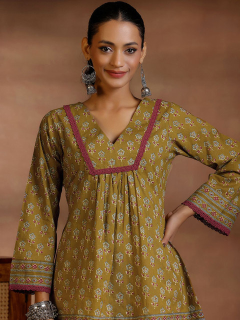 Libas Women Floral Printed V-Neck Pure Cotton Kurti - Image 3