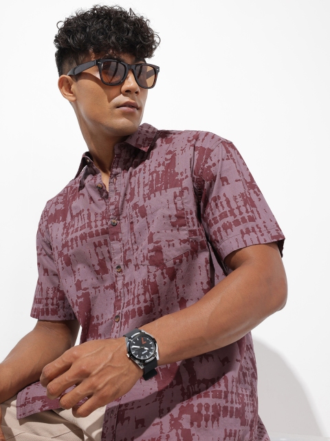 The Roadster Life Co. Abstract Printed Pure Cotton Relaxed Fit Casual Shirt