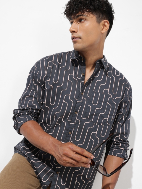 The Roadster Life Co. Pure Cotton Printed Relaxed Fit Casual Shirt