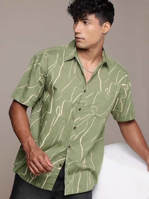 The Roadster Life Co. Relaxed Fit Opaque Abstract Printed Pure Cotton Casual Shirt