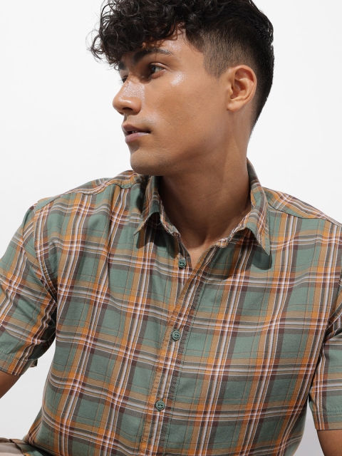 The Roadster Life Co. Pure Cotton Checked Drop-Shoulder Sleeves Relaxed Fit Casual Shirt