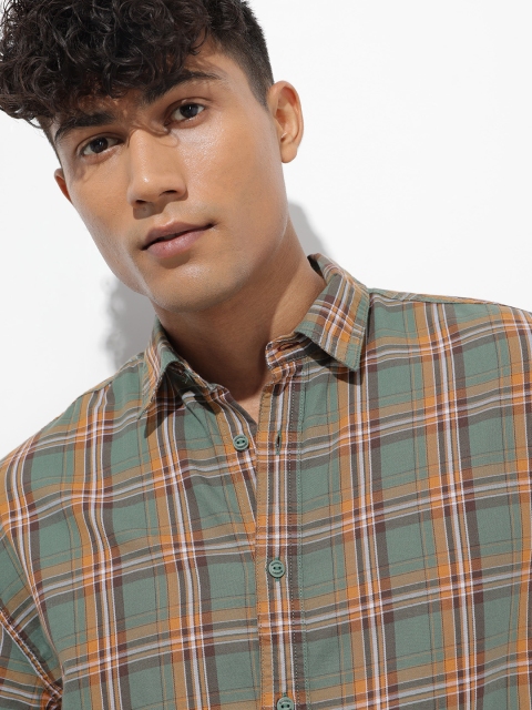 The Roadster Life Co. Pure Cotton Checked Drop-Shoulder Sleeves Relaxed Fit Casual Shirt - Image 2