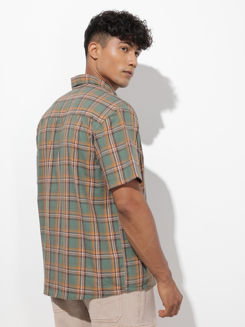 The Roadster Life Co. Pure Cotton Checked Drop-Shoulder Sleeves Relaxed Fit Casual Shirt - Image 5