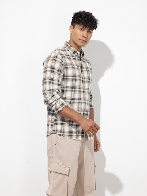The Roadster Life Co. Checked Button-Down Collar Pure Cotton Casual Shirt - Image 4