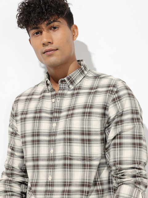 The Roadster Life Co. Checked Button-Down Collar Pure Cotton Casual Shirt - Image 2