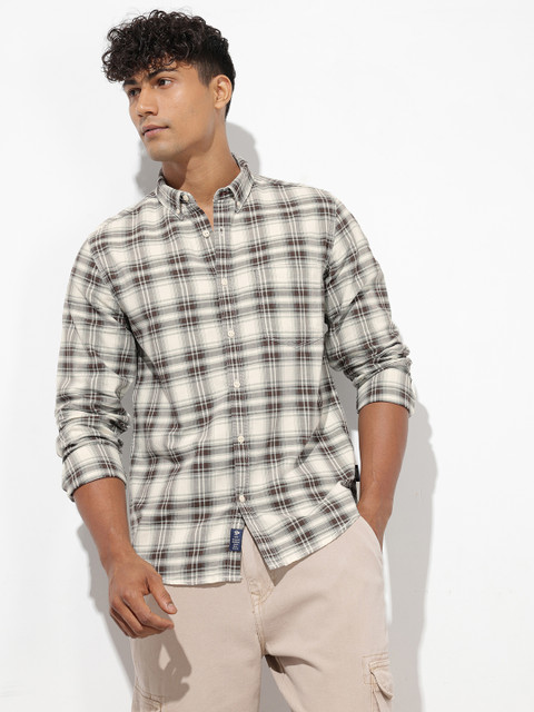 The Roadster Life Co. Checked Button-Down Collar Pure Cotton Casual Shirt - Image 3
