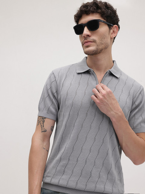 The Roadster Life Co. Self Design Pure Cotton T-shirt