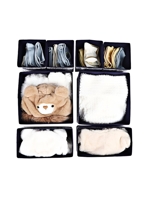 HOUSE OF QUIRK White 8 Pieces Floral Non-Woven Foldable Cloth Storage Box Organisers - Image 3