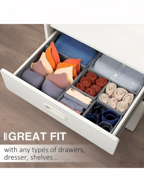HOUSE OF QUIRK White 8 Pieces Floral Non-Woven Foldable Cloth Storage Box Organisers - Image 4