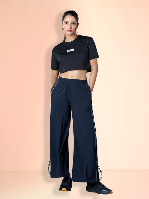 HRX by Hrithik Roshan Brand Logo Printed Training Cover Up Crop Regular Fit T-shirt