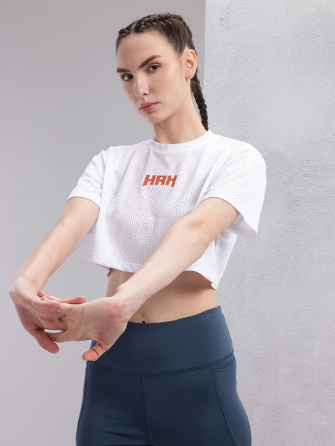 HRX by Hrithik Roshan Brand Logo Printed Training Cover Up Crop T-shirt