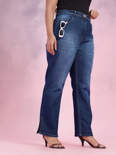 DressBerry Curve Women Straight Fit Mid-Rise Light Fade Stretchable Jeans