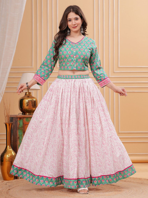 PARTHVI Printed Block Print Ready to Wear Lehenga & Blouse With Dupatta - Image 7