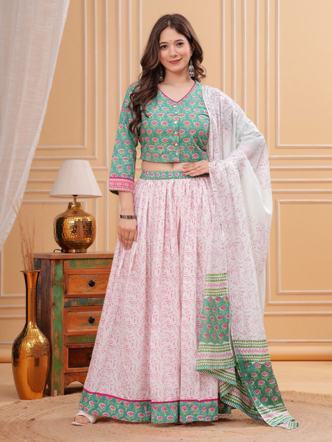 PARTHVI Printed Block Print Ready to Wear Lehenga & Blouse With Dupatta - Image 6