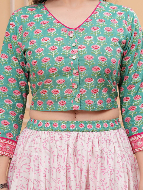 PARTHVI Printed Block Print Ready to Wear Lehenga & Blouse With Dupatta - Image 2