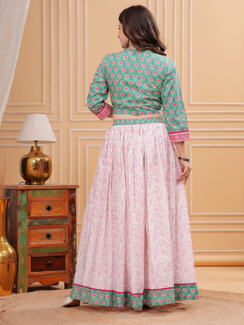 PARTHVI Printed Block Print Ready to Wear Lehenga & Blouse With Dupatta - Image 4