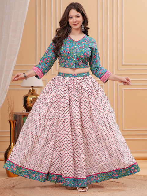 PARTHVI Printed Block Print Ready to Wear Lehenga & Blouse With Dupatta - Image 5