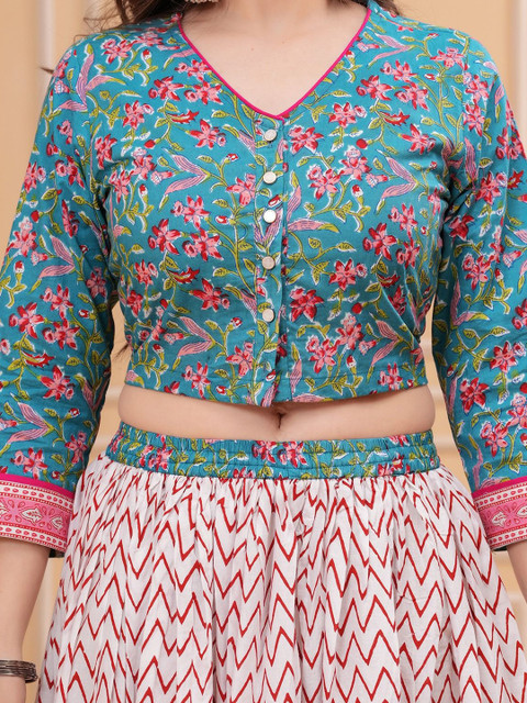 PARTHVI Printed Block Print Ready to Wear Lehenga & Blouse With Dupatta - Image 2