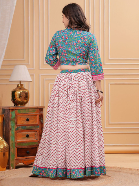 PARTHVI Printed Block Print Ready to Wear Lehenga & Blouse With Dupatta - Image 4