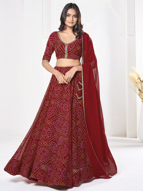 Warthy Ent Printed Semi-Stitched Lehenga & Unstitched Blouse With Dupatta