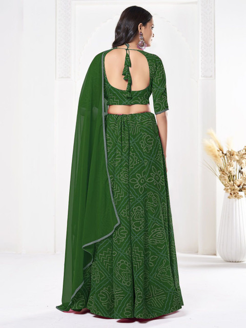 Warthy Ent Printed Semi-Stitched Lehenga & Unstitched Blouse With Dupatta - Image 3