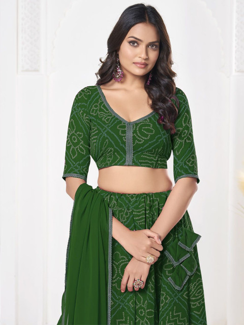 Warthy Ent Printed Semi-Stitched Lehenga & Unstitched Blouse With Dupatta - Image 2