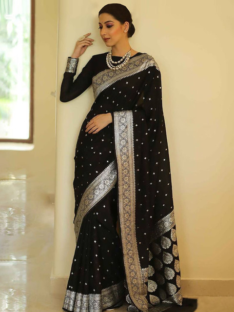 Anjaneya Sarees Woven Design Zari Silk Blend Banarasi Saree