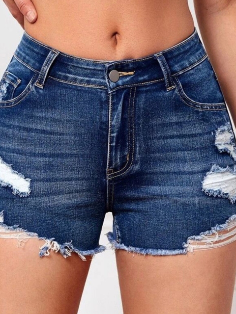 The Roadster Lifestyle Co Women Slim Fit Cotton Mid Rise Denim Shorts - Image 6