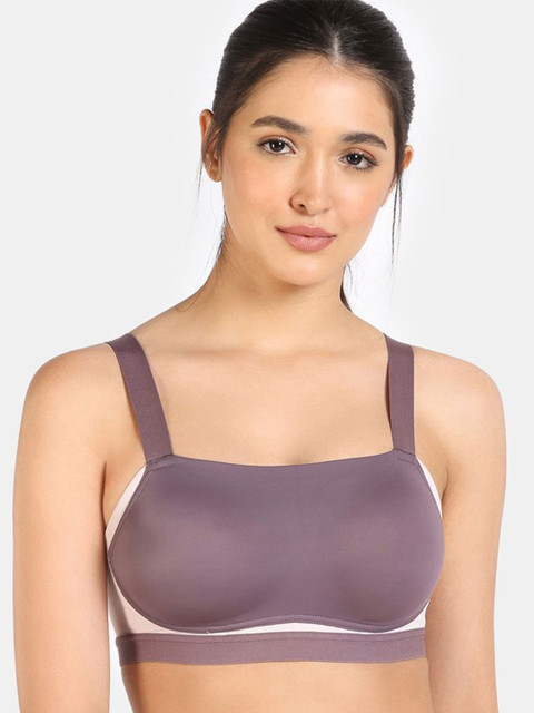 Zelocity by Zivame Colourblocked Full Coverage Heavily Padded Rapid-Dry Workout Bra