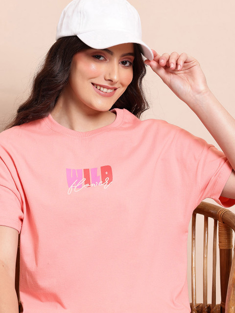 Mast & Harbour Typography Print Relaxed Fit Cotton T-shirt