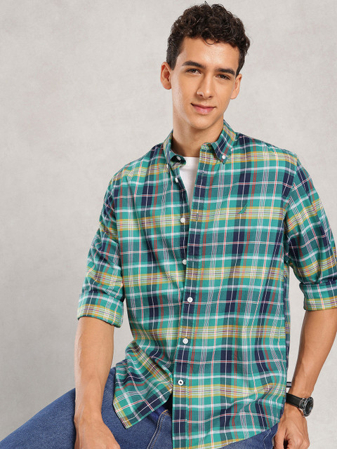 Nautica Pure Cotton Classic Fit Checked Casual Shirt
